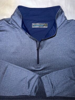 Roundtree & Yorke Men’s 2XL Heathered Navy Grey 1/4 Zip Pullover Shirt